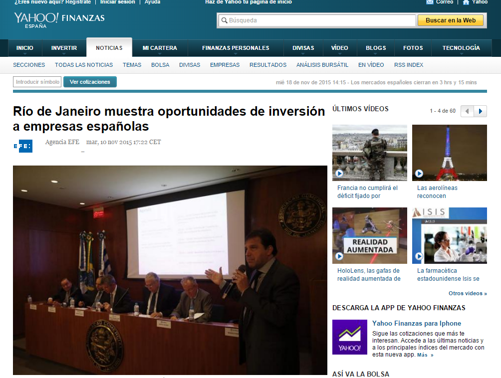 10.11 Yahoo ES - Río de Janeiro muestra oportunidades de inversión a empresas españolas
